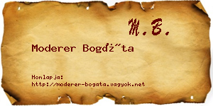 Moderer Bogáta névjegykártya
